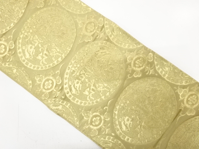 JAPANESE KIMONO / ANTIQUE FUKURO OBI / SILK / WOVEN SHISHIKARIMON PATTERN